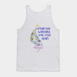 Make Christmas Magic! Watercolour Christmas Tree Design Tank Top